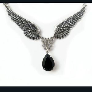 HP!! NWT Goth Silver Angel Wings Necklace!